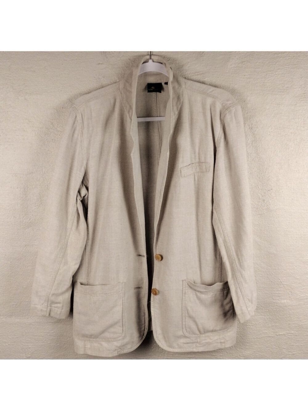 Lizsport Petite Natural Linen Blend One Notched Two Button Classic Blazer Jacket - Picture 4 of 16